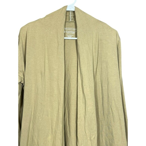 Coolibar Cardigan Women M Beige Sun Wrap UPF 50+ Drape Front Comfy Cover Up - Picture 2 of 11
